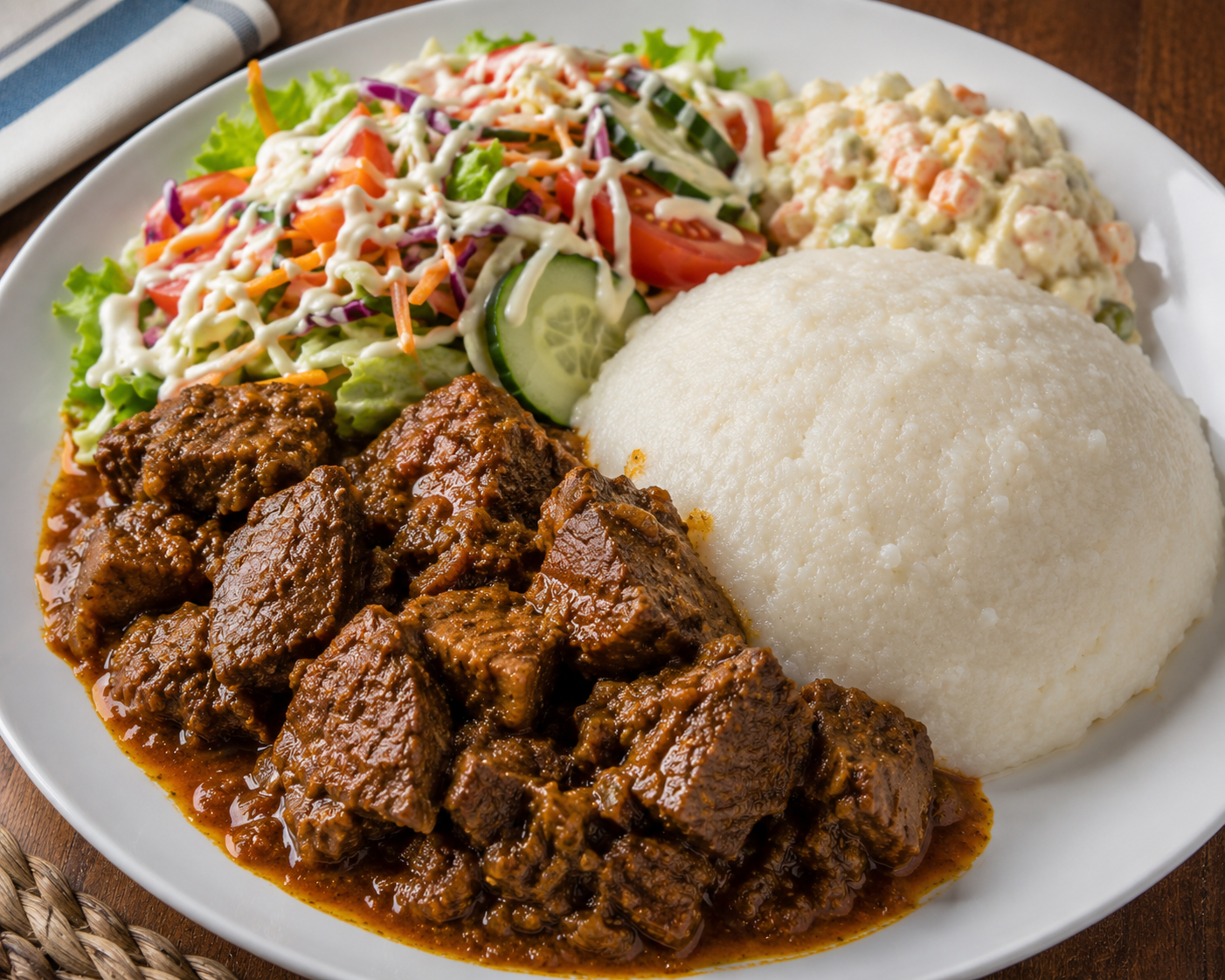 Beef Curry, Pap & Salads